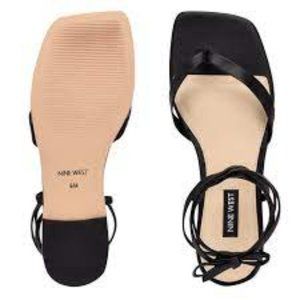 Nine West "News" Ankle Wrap Flat Sandals - Black - Size 8.5 - NWB